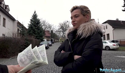 Busty MILF takes cash for a quickie