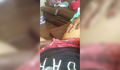 Lustful mommy jerks off her son's cock and he shoots a video on the phone