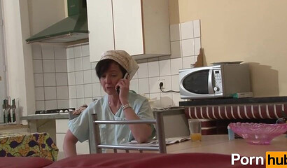 Amateur maid gives me a sloppy handjob before anal banging