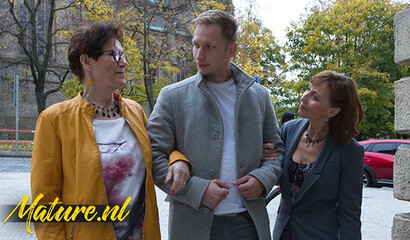 Two old women seduce a stranger into a threesome