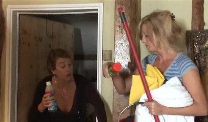 Mature housemaid screws a college boy