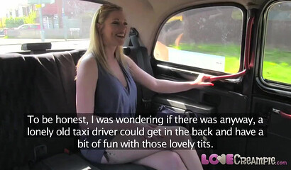 British MILF in stockings gets creampied by a cab driver