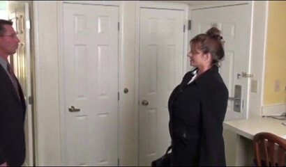 Big-boobed secretary Maria Moore bangs her future boss