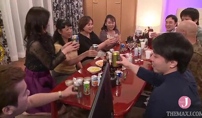 Divorced woman gives a young boy a handjob in front of her colleagues