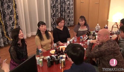 Divorced woman gives a young boy a handjob in front of her colleagues