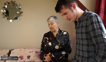 Perverted granny Savana strips & fucks student Sam Bourne