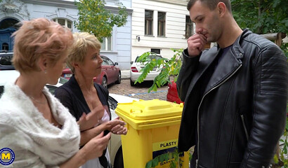 Two older stepsisters Irenka S and Romana trick a younger dude into a threesome