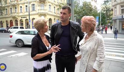 Two older stepsisters Irenka S and Romana trick a younger dude into a threesome