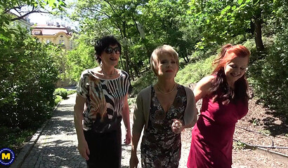 One lucky toyboy has the time of his life with three mature nymphos