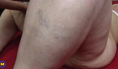 Curvy mature Joella loves having her younger lover give cunnilingus to her