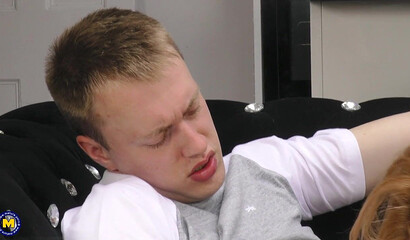 Lucky guy receives a blowjob from his busty mature housemaid Katie Kay Lane