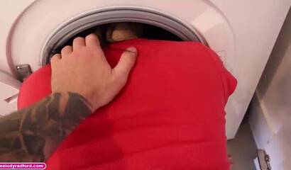 BIG TIT Big ASS Mature Aussie Step MOM Stuck In Washing Machine Trying To Wash Fucked By Step Son Then Left Helpless Covered In Cum - Melody Radford