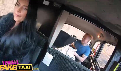 Female Fake Taxi Sexy MILF in black suspenders convinces him to cheat on his fiance