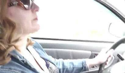 Squirting in car. Sexy mom Milf stops car on side of road, masturbates pussy, gets strong wet orgasm. Squirt