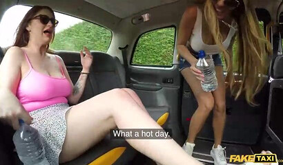 Fake Taxi Real outdoor rough sex threesome with British MILFS